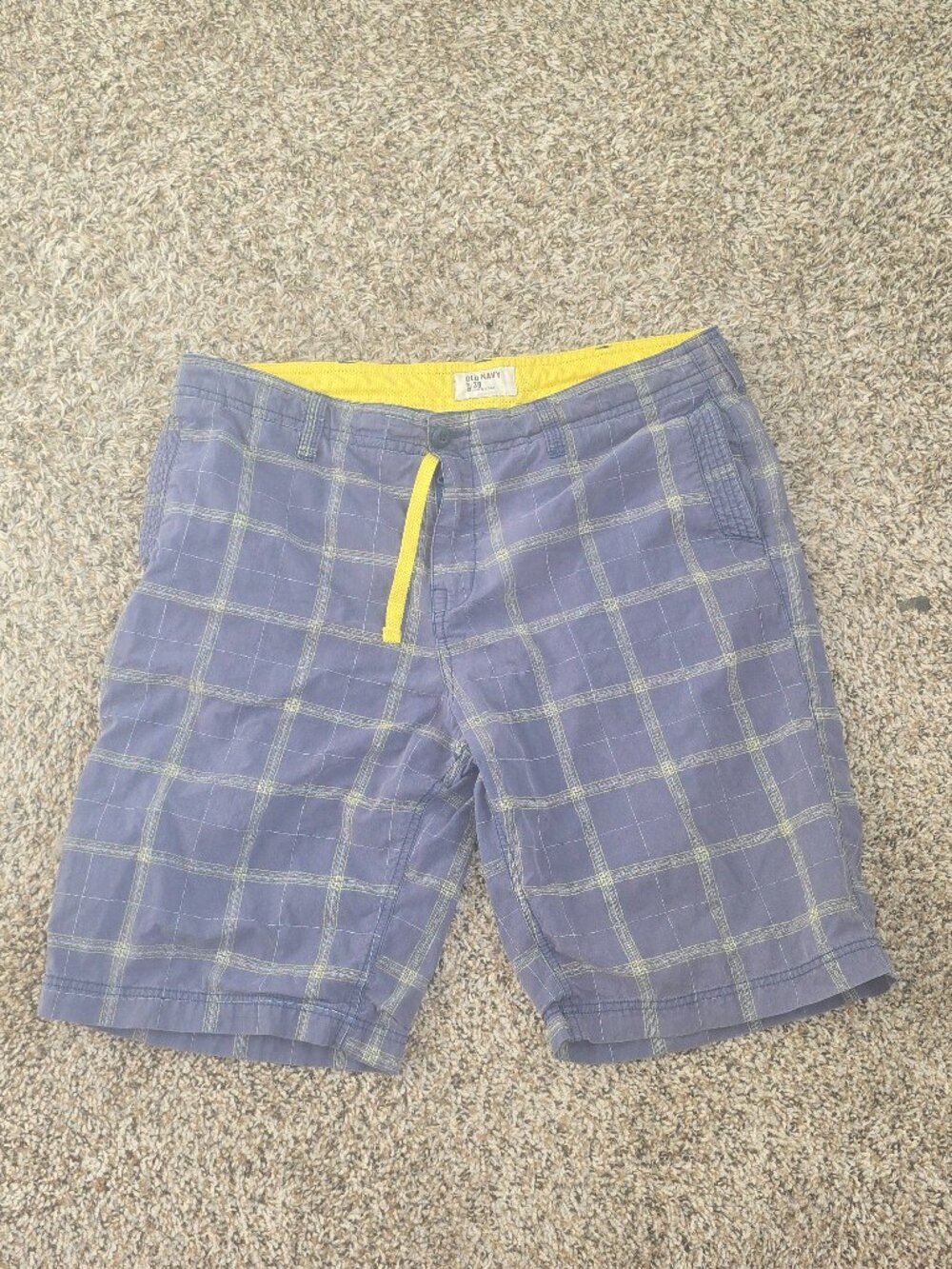 Old Navy Men's Blue Yellow Plaid Drawstring Casual Shorts Size 38